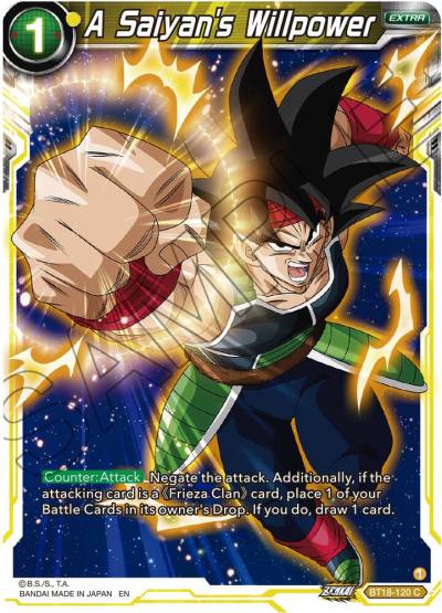 A Saiyans Willpower BT18-120 Dawn of the Z-Legends Dragonball Super card