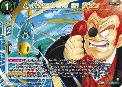 A Threat and an Order Championship Z Extra Card Pack 2023 Gold Stamped P-547 Tournament Promotion Cards Dragonball Super card
