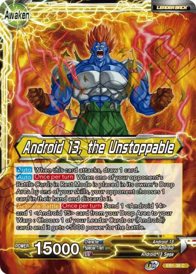 Android 13 Android 14 and Android 15 Android 13 the Unstoppable EB1-38 Battle Evolution Booster Dragonball Super card