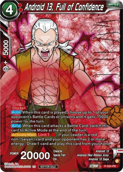 Android 13 Full of Confidence Zenkai Series Tournament Pack Vol6 Winner P-554 Tournament Promotion Cards Dragonball Super card