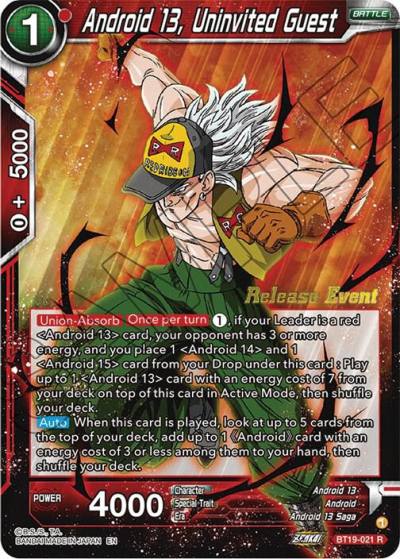 Android 13 Uninvited Guest Fighters Ambition Holiday Pack BT19-021 Tournament Promotion Cards Dragonball Super card