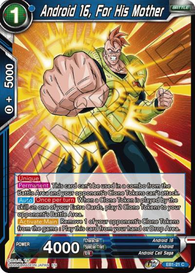 Android 16 For His Mother EB1-21 Battle Evolution Booster Dragonball Super card
