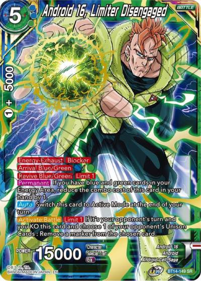 Android 16 Limiter Disengaged BT14-149 Cross Spirits Dragonball Super card