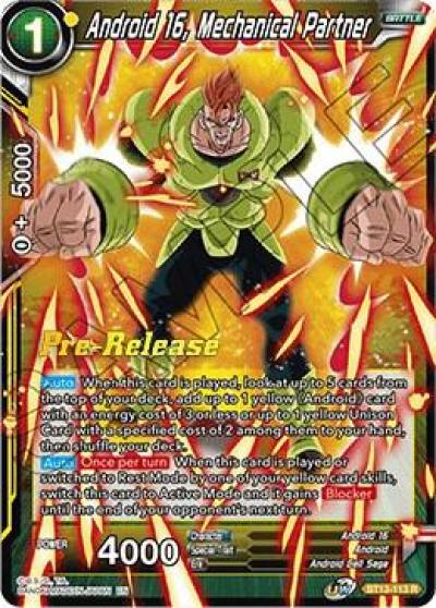Android 16 Mechanical Partner BT13-113 Supreme Rivalry Pre-Release Cards Dragonball Super card