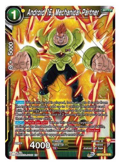 Android 16 Mechanical Partner BT13-113 Supreme Rivalry Dragonball Super card