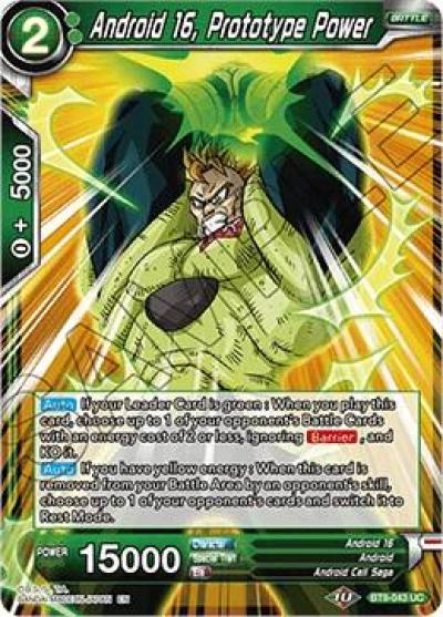 Android 16 Prototype Power BT9-043 Universal Onslaught Dragonball Super card