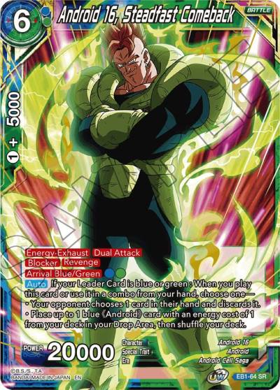 Android 16 Steadfast Comeback EB1-64 Battle Evolution Booster Dragonball Super card