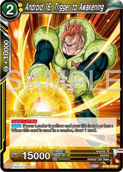 Android 16 Trigger to Awakening BT26-108 Ultimate Advent Pre-Release Cards Dragonball Super card