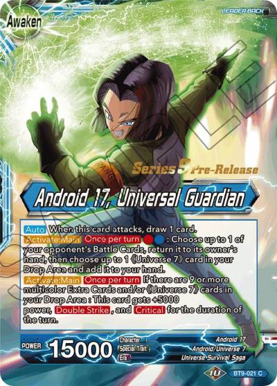 Android 17 Android 17 Universal Guardian BT9-021 Universal Onslaught Pre-Release Cards Dragonball Super card