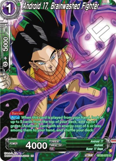 Android 17 Brainwashed Fighter Silver Foil BT20-072 Power Absorbed Dragonball Super card
