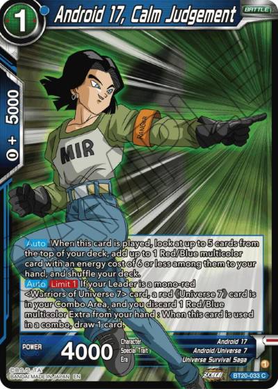 Android 17 Calm Judgement BT20-033 Power Absorbed Dragonball Super card
