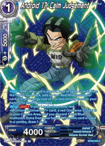 Android 17 Calm Judgement Silver Foil BT20-033 Power Absorbed Dragonball Super card