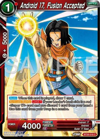 Android 17 Fusion Accepted BT26-018 Ultimate Advent Dragonball Super card