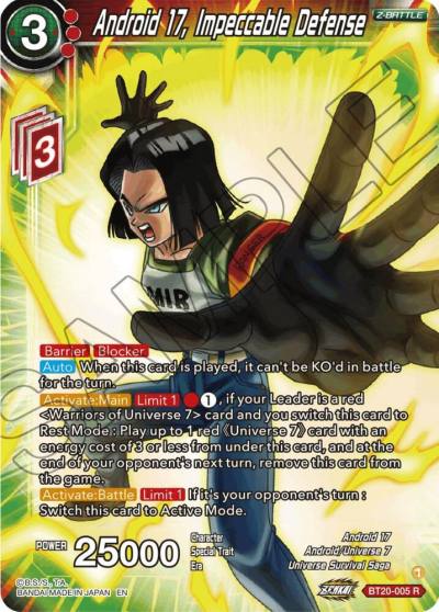 Android 17 Impeccable Defense BT20-005 Power Absorbed Dragonball Super card