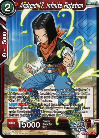 Android 17 Infinite Rotation BT23-025 Perfect Combination Dragonball Super card