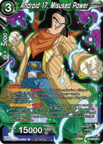 Android 17 Misused Power Zenkai Series Tournament Pack Vol3 P-490 Tournament Promotion Cards Dragonball Super card