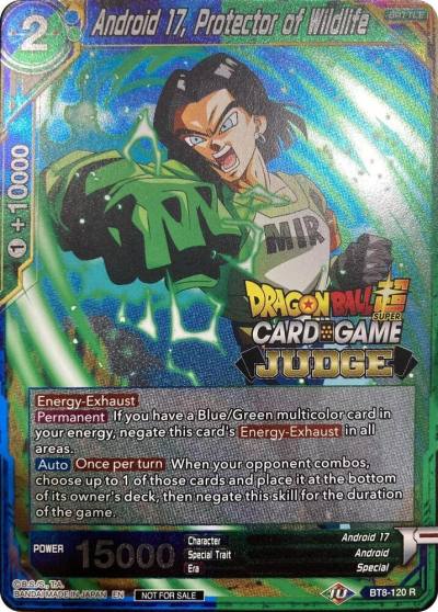 Android 17 Protector of Wildlife BT8-120 Judge Promotion Cards Dragonball Super card
