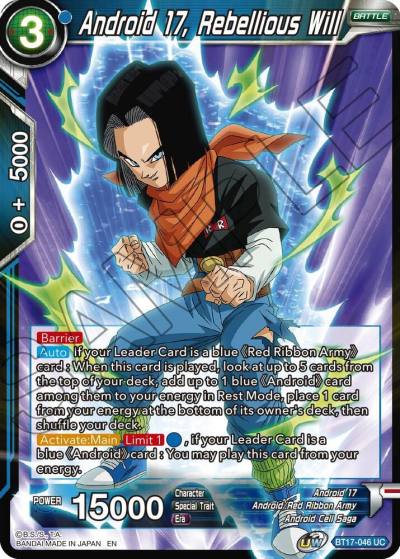 Android 17 Rebellious Will BT17-046 Ultimate Squad Dragonball Super card