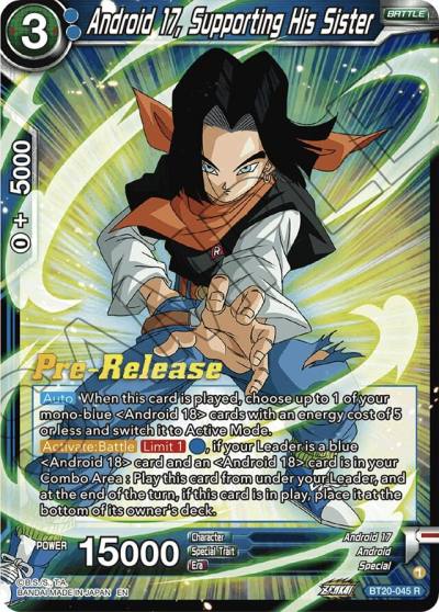 Android 17 Supporting His Sister BT20-045 Power Absorbed Pre-Release Cards Dragonball Super card