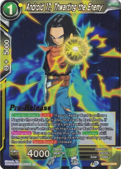 Android 17 Thwarting the Enemy BT14-109 Cross Spirits Pre-Release Cards Dragonball Super card