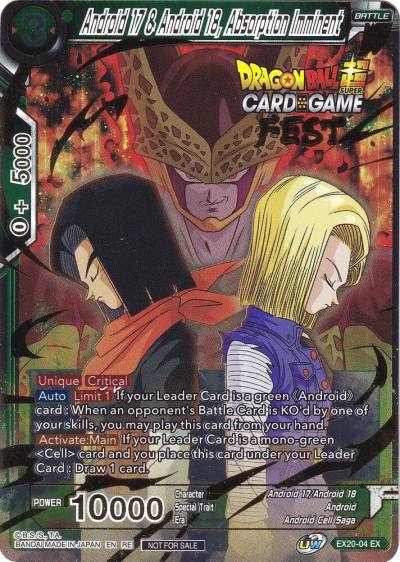 Android 17 and Android 18 Absorption Imminent Card Game Fest 2022 EX20-04 Tournament Promotion Cards Dragonball Super card