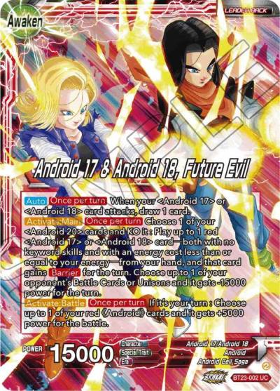 Android 17 and Android 18 Android 17 and Android 18 Future Evil BT23-002 Perfect Combination Dragonball Super card