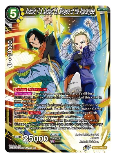 Android 17 and Android 18 Bringers of the Apocalypse BT13-106 Supreme Rivalry Dragonball Super card