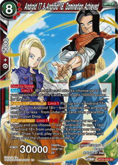 Android 17 and Android 18 Domination Achieved BT23-022 Perfect Combination Dragonball Super card