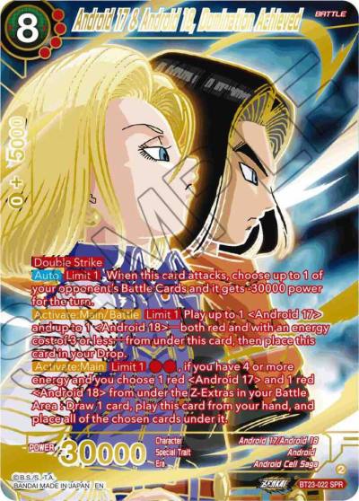 Android 17 and Android 18 Domination Achieved SPR BT23-022 Perfect Combination Dragonball Super card
