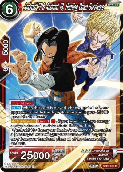 Android 17 and Android 18 Hunting Down Survivors BT23-023 Perfect Combination Dragonball Super card