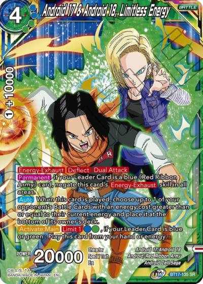 Android 17 and Android 18 Limitless Energy BT17-135 Ultimate Squad Dragonball Super card