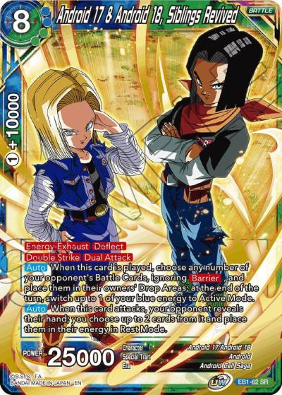 Android 17 and Android 18 Siblings Revived EB1-62 Battle Evolution Booster Dragonball Super card