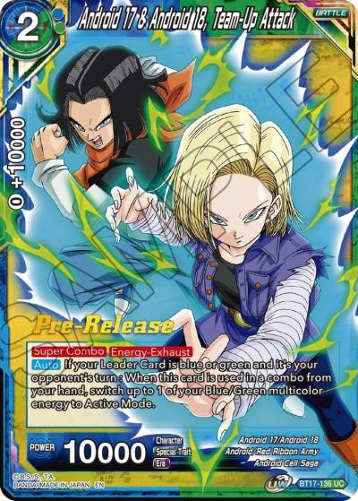 Android 17 and Android 18 Team Up Attack BT17-136 Ultimate Squad Pre-Release Cards Dragonball Super card