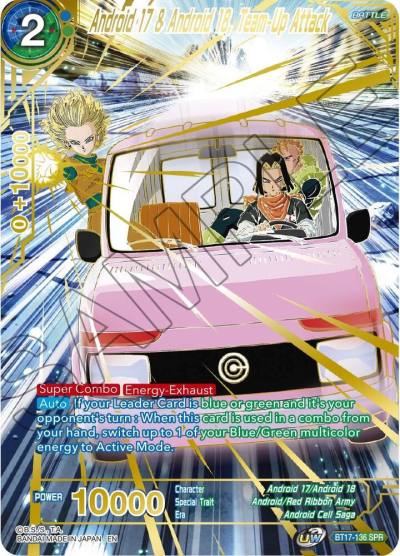 Android 17 and Android 18 Team Up Attack SPR BT17-136 Ultimate Squad Dragonball Super card
