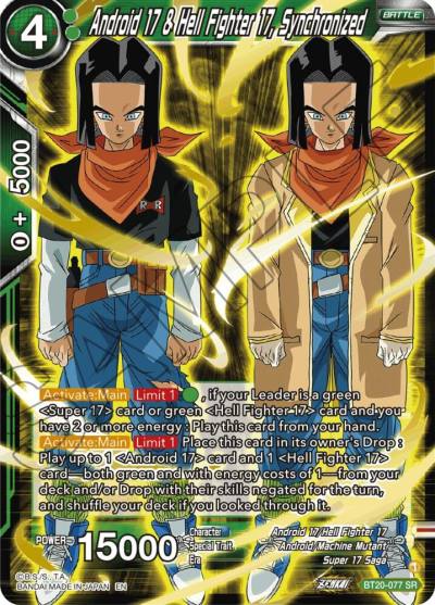 Android 17 and Hell Fighter 17 Synchronized BT20-077 Power Absorbed Dragonball Super card
