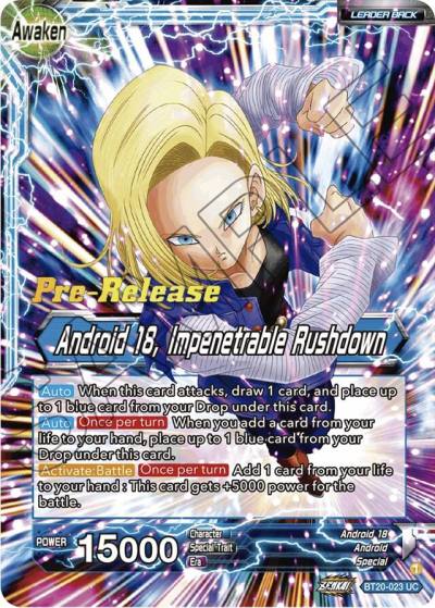 Android 18 Android 18 Impenetrable Rushdown BT20-023 Power Absorbed Pre-Release Cards Dragonball Super card