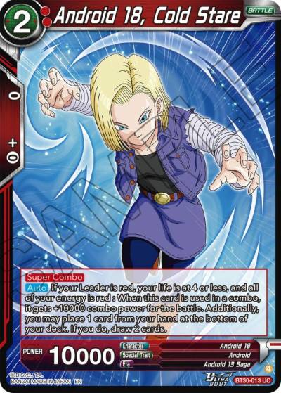 Android 18 Cold Stare BT30-013 Three Glorious Fighters Dragonball Super card
