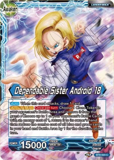 Android 18 Dependable Sister Android 18 BT8-023 Malicious Machinations Dragonball Super card