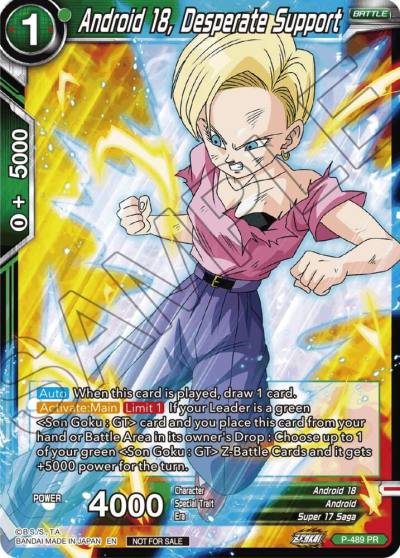 Android 18 Desperate Support Zenkai Series Tournament Pack Vol3 P-489 Tournament Promotion Cards Dragonball Super card