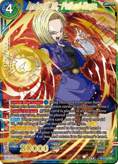Android 18 Full of Rage Gold Stamped P-172 Mythic Booster Dragonball Super card