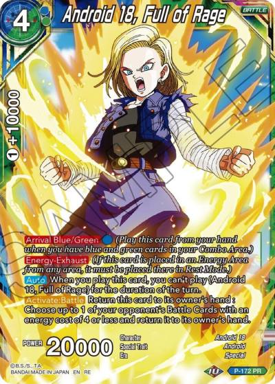 Android 18 Full of Rage P-172 Mythic Booster Dragonball Super card