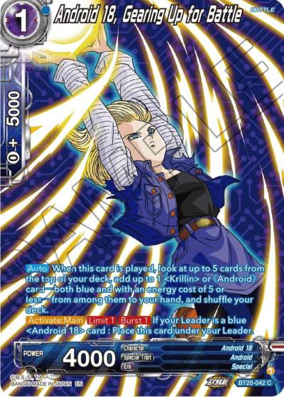 Android 18 Gearing Up for Battle Silver Foil BT20-042 Power Absorbed Dragonball Super card