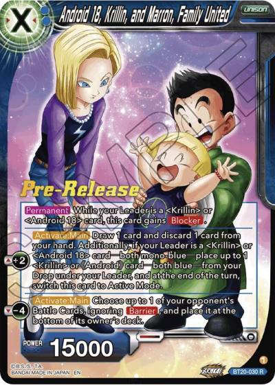 Android 18 Krillin and Maron Family United BT20-030 Power Absorbed Pre-Release Cards Dragonball Super card