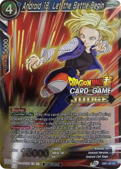 Android 18 Let the Battle Begin Judge Pack Vol12 EB1-20 Tournament Promotion Cards Dragonball Super card