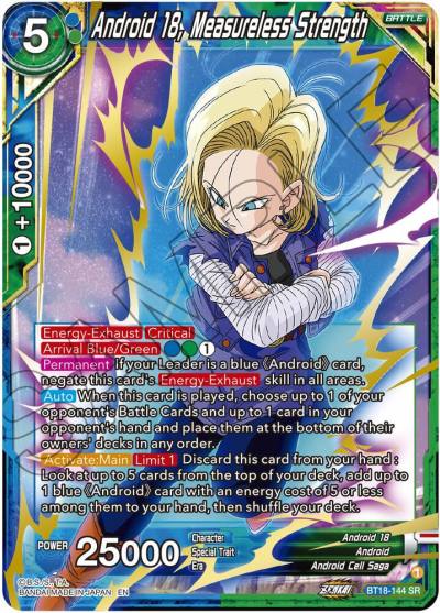 Android 18 Measureless Strength BT18-144 Dawn of the Z-Legends Dragonball Super card