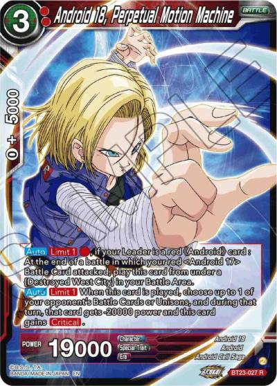 Android 18 Perpetual Motion Machine Foil BT23-027 Perfect Combination Dragonball Super card