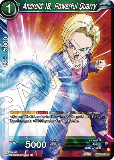Android 18 Powerful Quarry BT20-080 Power Absorbed Dragonball Super card