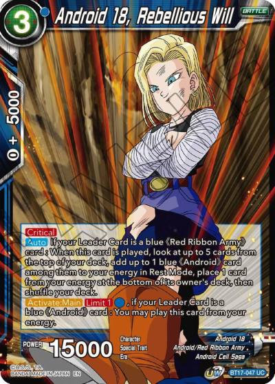 Android 18 Rebellious Will Foil BT17-047 Ultimate Squad Dragonball Super card