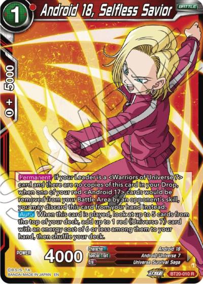Android 18 Selfless Savior Foil BT20-010 Power Absorbed Dragonball Super card
