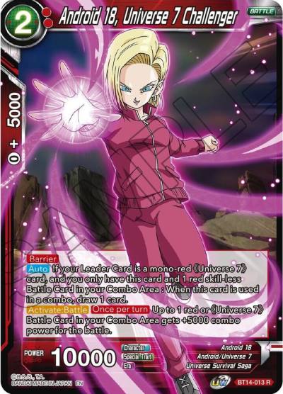 Android 18 Universe 7 Challenger BT14-013 Cross Spirits Dragonball Super card